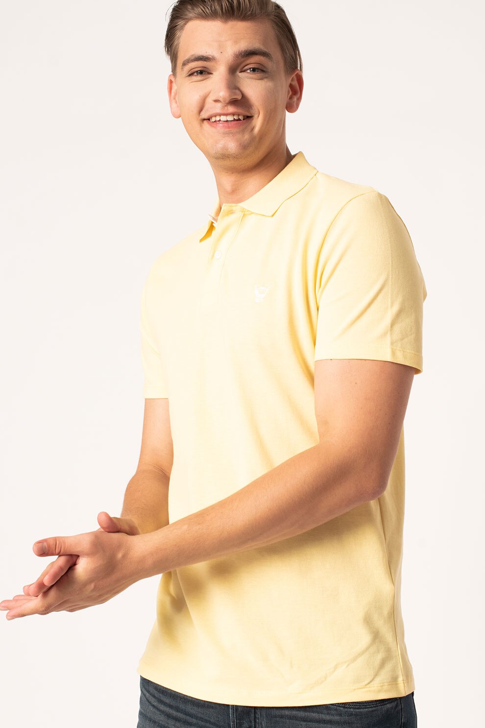 Selected Homme, Tricou polo de bumbac organic Lance, Galben pai