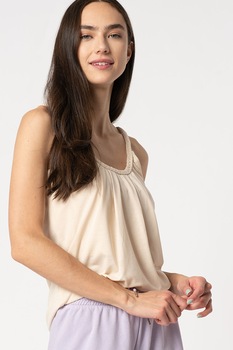 JdY, Top din jerseu cu garnituri impletite Abigail, Alb fildes JdY, Top din jerseu cu garnituri impletite Abigail, Alb fildes