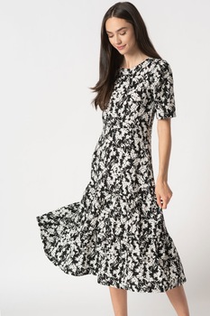 JdY, Rochie midi cu model floral Amilia, Negru/Alb JdY, Rochie midi cu model floral Amilia, Negru/Alb