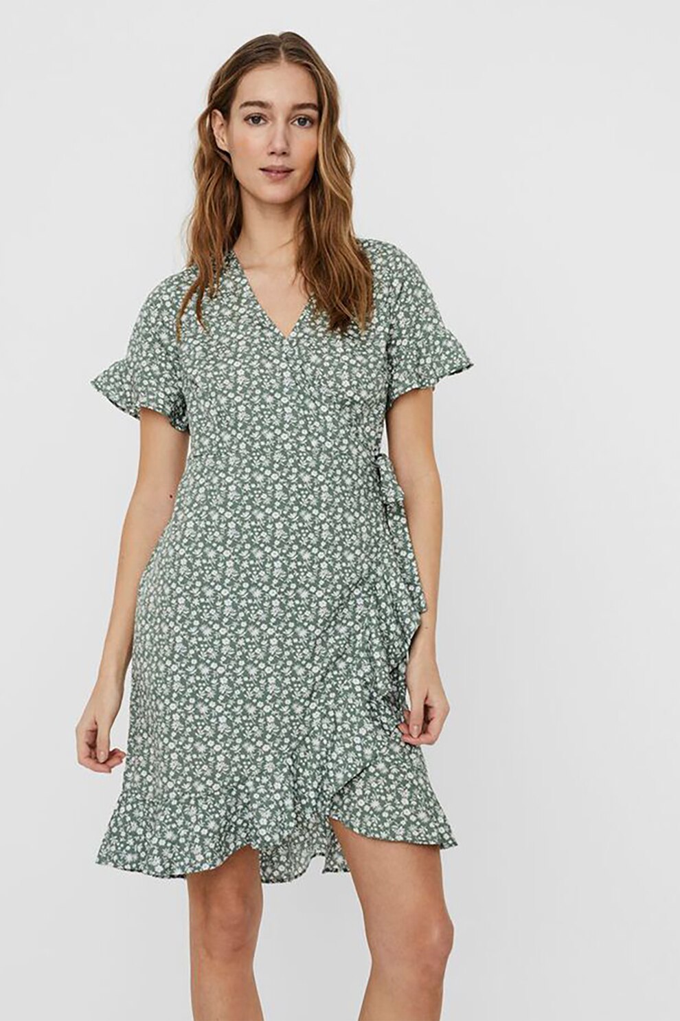 Vero Moda, Rochie petrecuta Henna, Gri deschis/Alb