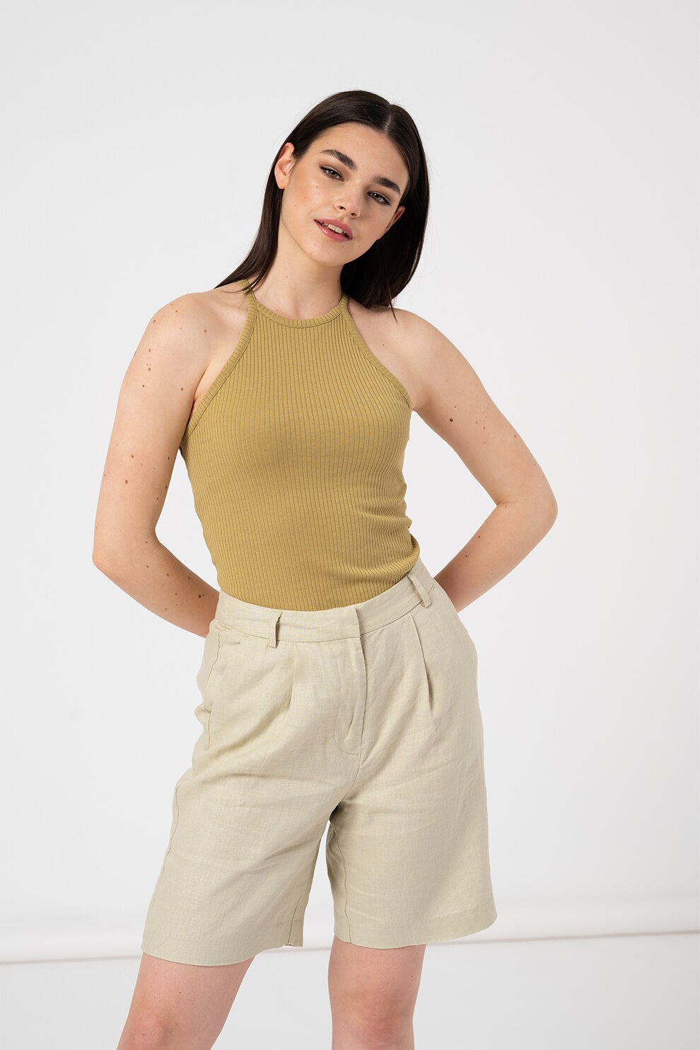 Vero Moda, Top cu decolteu racerback Polly, Kaki