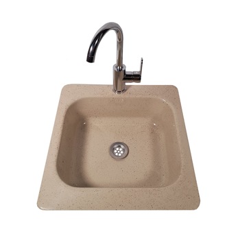 Chiuveta de bucatarie, din compozit, bej nisip, marmorat, 480 x 480 mm, adancime cuva 150 mm, montare pe blat, sifon inclus Chiuveta de bucatarie, din compozit, bej nisip, marmorat, 480 x 480 mm, adancime cuva 150 mm, montare pe blat, sifon inclus