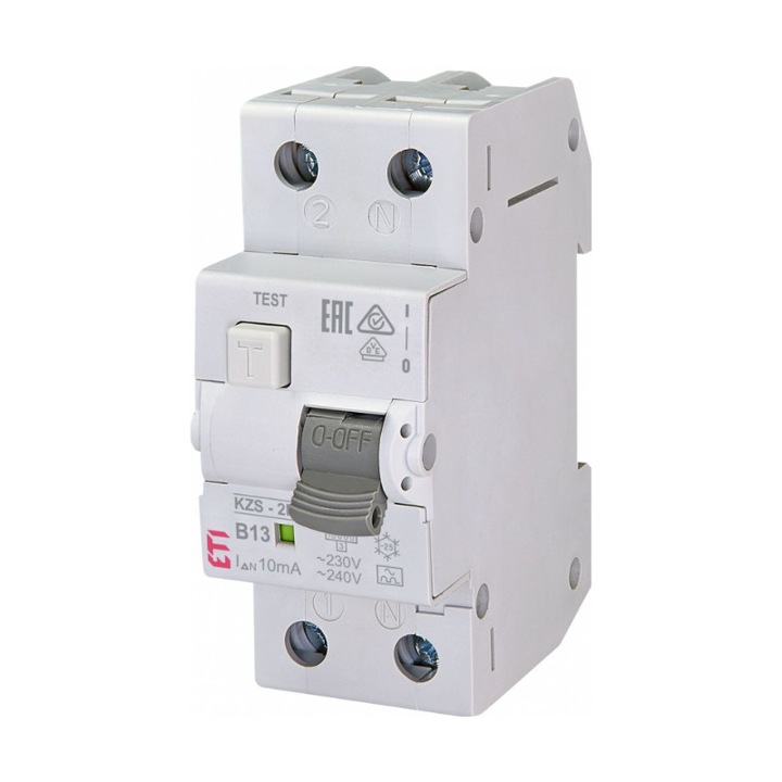 Siguranta automata diferentiala 13A/10mA B tip A 6kA KZS-2M, ETI 002173213