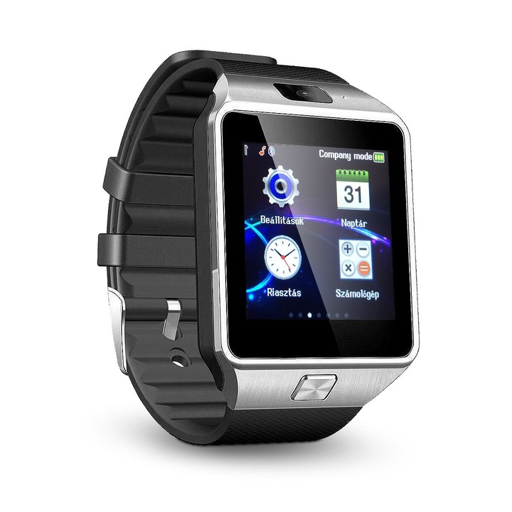Okosóra Magyar nyelvű Smart Watch DZ09 Ezüst