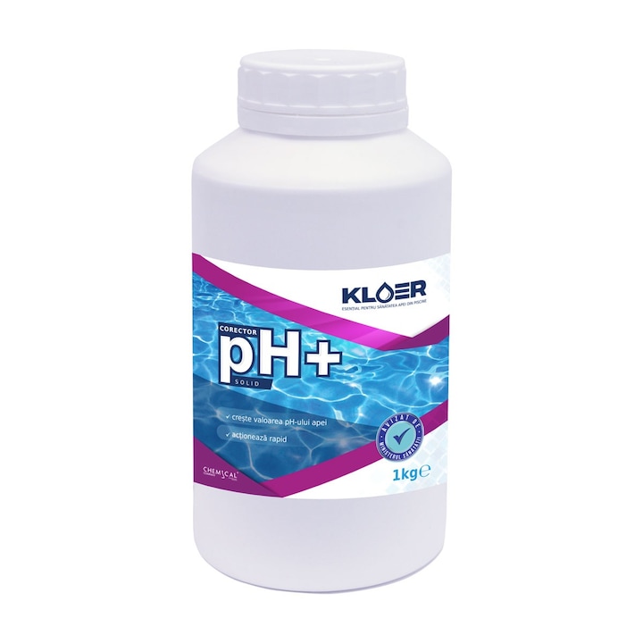 Corector pH plus, Kloer, solid, pentru apa piscina, 1 kg, actionare rapida