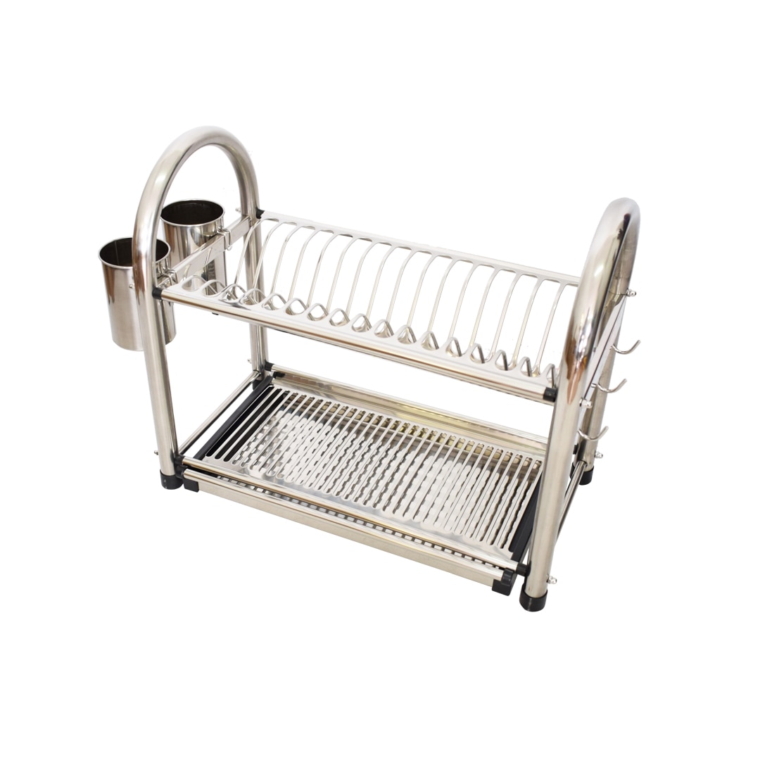 Scurgator de vesela si tacamuri etajat, Naimeed D3370, 16 farfurii, material inox, 42 x 49 x 25 cm