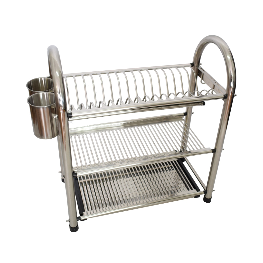 Scurgator de vesela si tacamuri etajat, Naimeed D3380, 16 farfurii, material inox, 55 x 49 x 25 cm