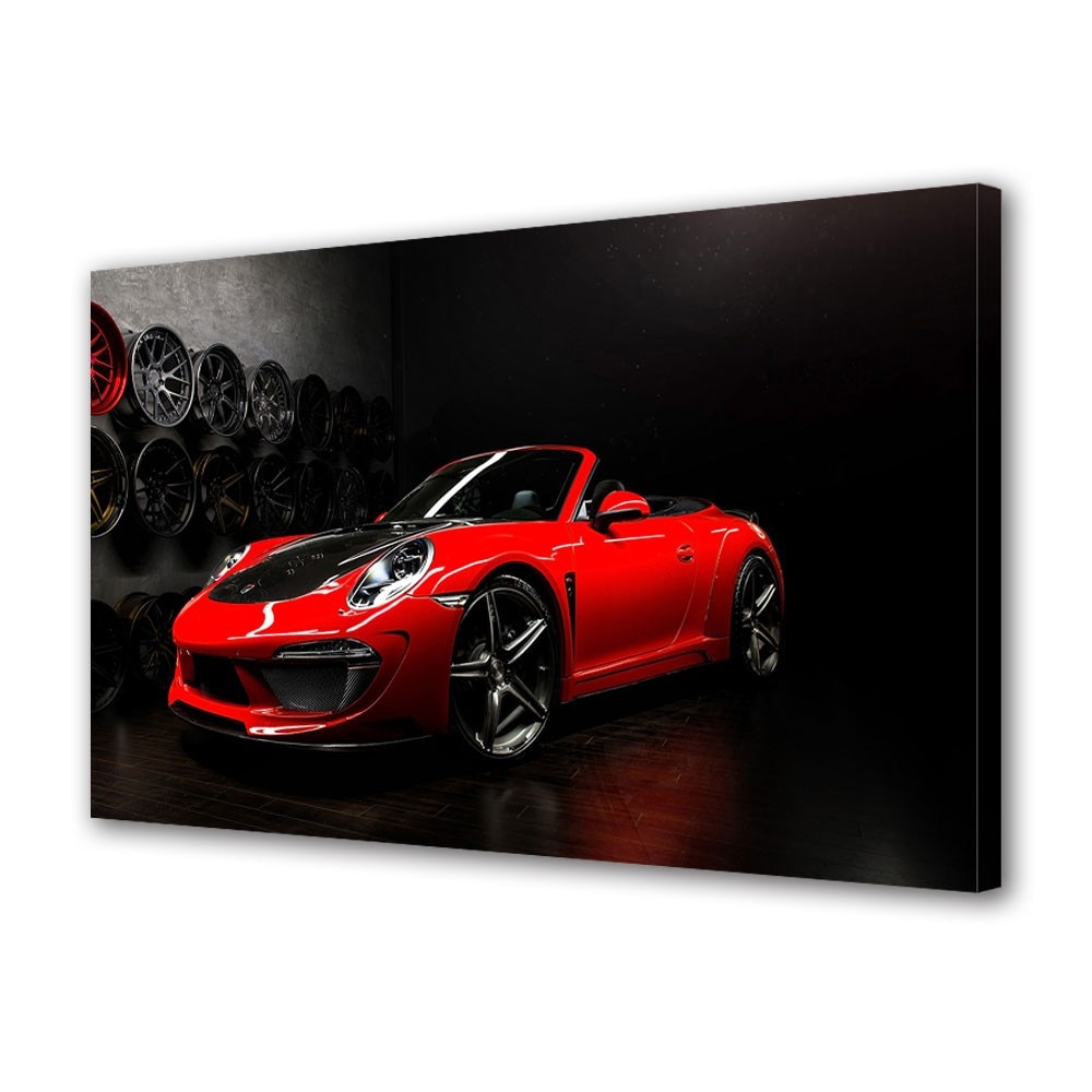 Tablou Canvas Auto Moto Porsche Rosu, 20 x 30 cm