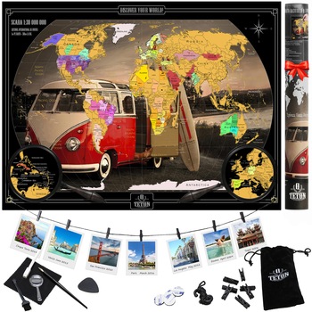 Set Harta Razuibila a Lumii, TETONQ®, WILD Edition XL, Accesorii, 90 cm x 64 cm, Materiale Premium Set Harta Razuibila a Lumii, TETONQ®, WILD Edition XL, Accesorii, 90 cm x 64 cm, Materiale Premium