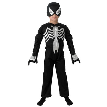 Costum SpiderMan negru cu licenta, marime L, 7-8 ani, Rubies Costum SpiderMan negru cu licenta, marime L, 7-8 ani, Rubies