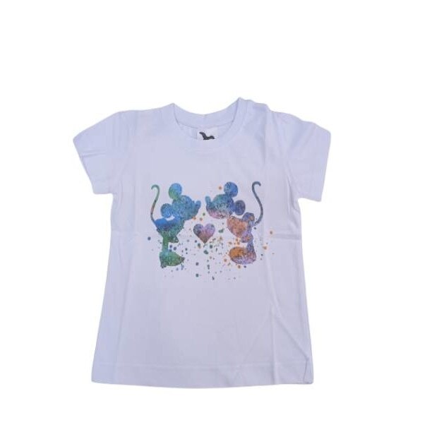 Tricou copii, Mickey & Minnie Mouse, Alb, 128 CM