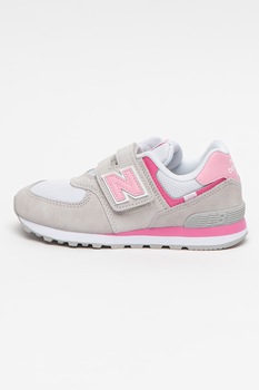 New Balance, Pantofi sport de piele intoarsa si material textil cu velcro 574 New Balance, Pantofi sport de piele intoarsa si material textil cu velcro 574