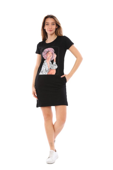 Rochie dama imprimeu fata, Negru