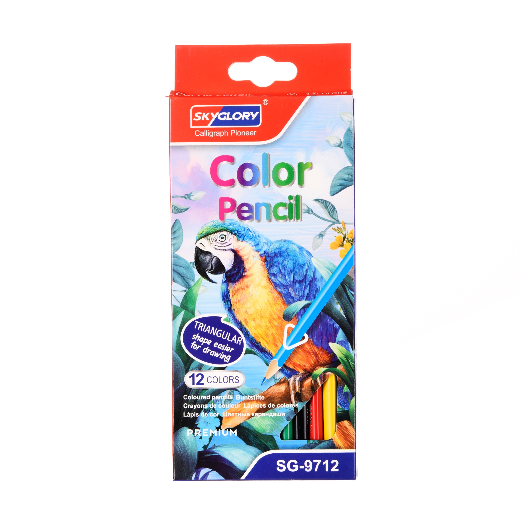 Set 12 Creioane colorate, SkyGlory, 12 culori, lemn