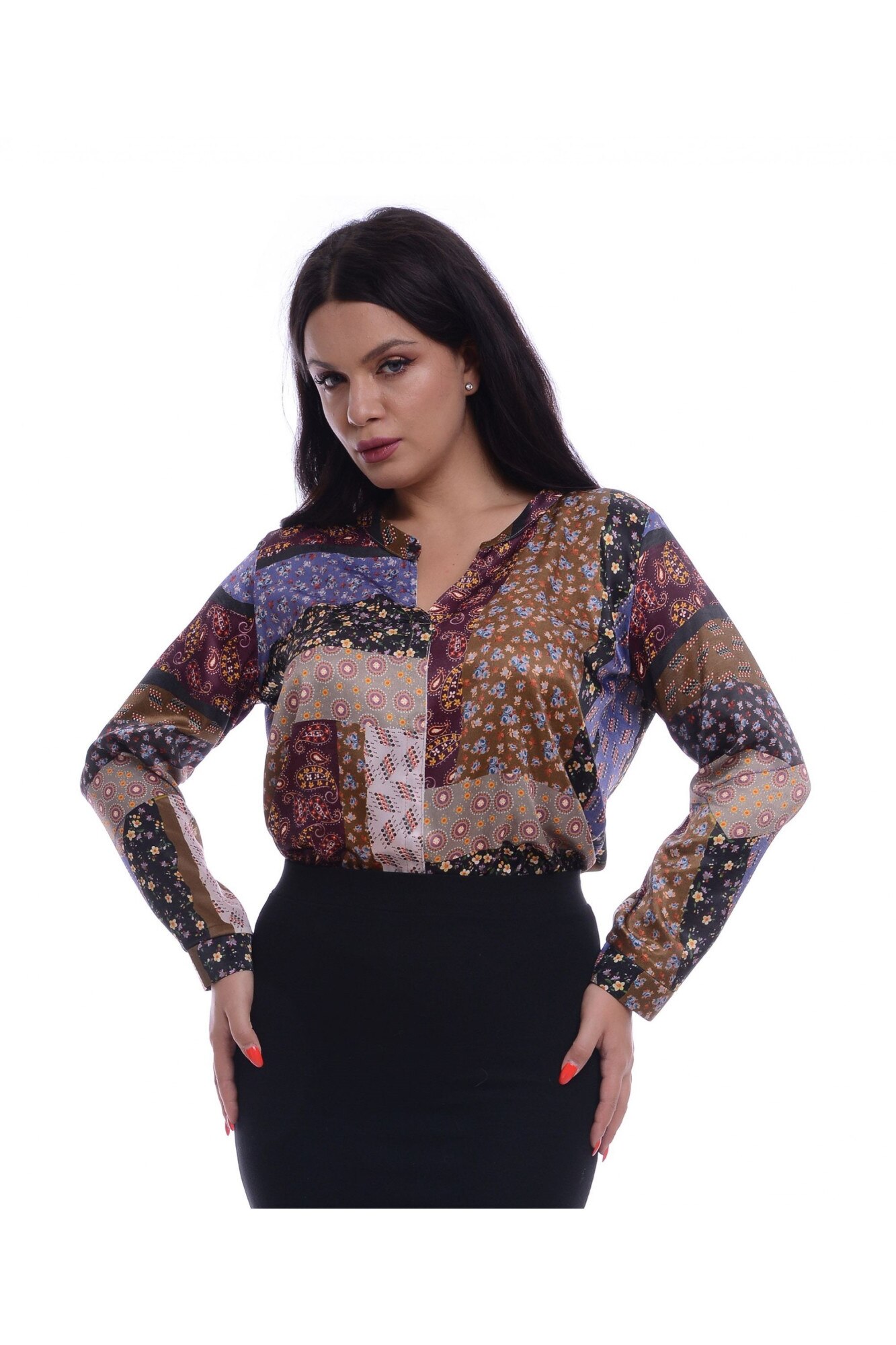 Camasa Dama cu Guler Tunica Multicolor