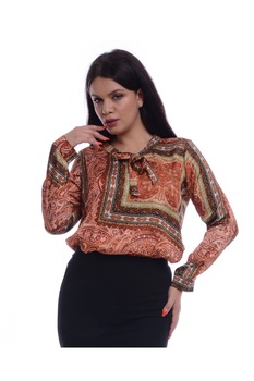Camasa Dama Portocalie din Satin Camasa Dama Portocalie din Satin