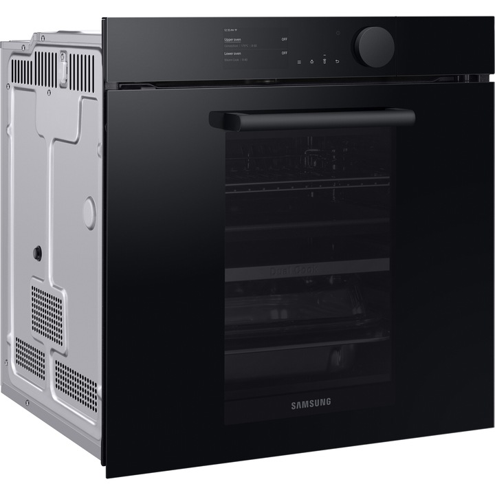 Cuptor incorporabil Samsung NV75T8979RK/EF, Infinite Line, Electric, Autocurare pirolitica, 75l, Dual Cook, Ecran TFT 4.3", WiFi, Sonda temperatura, Soft Close Door, Clasa A+, Negru