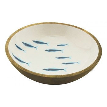 Bol emailat cu tema marina, lemn de mango, Ø 30cm, H 7.5cm Bol emailat cu tema marina, lemn de mango, Ø 30cm, H 7.5cm