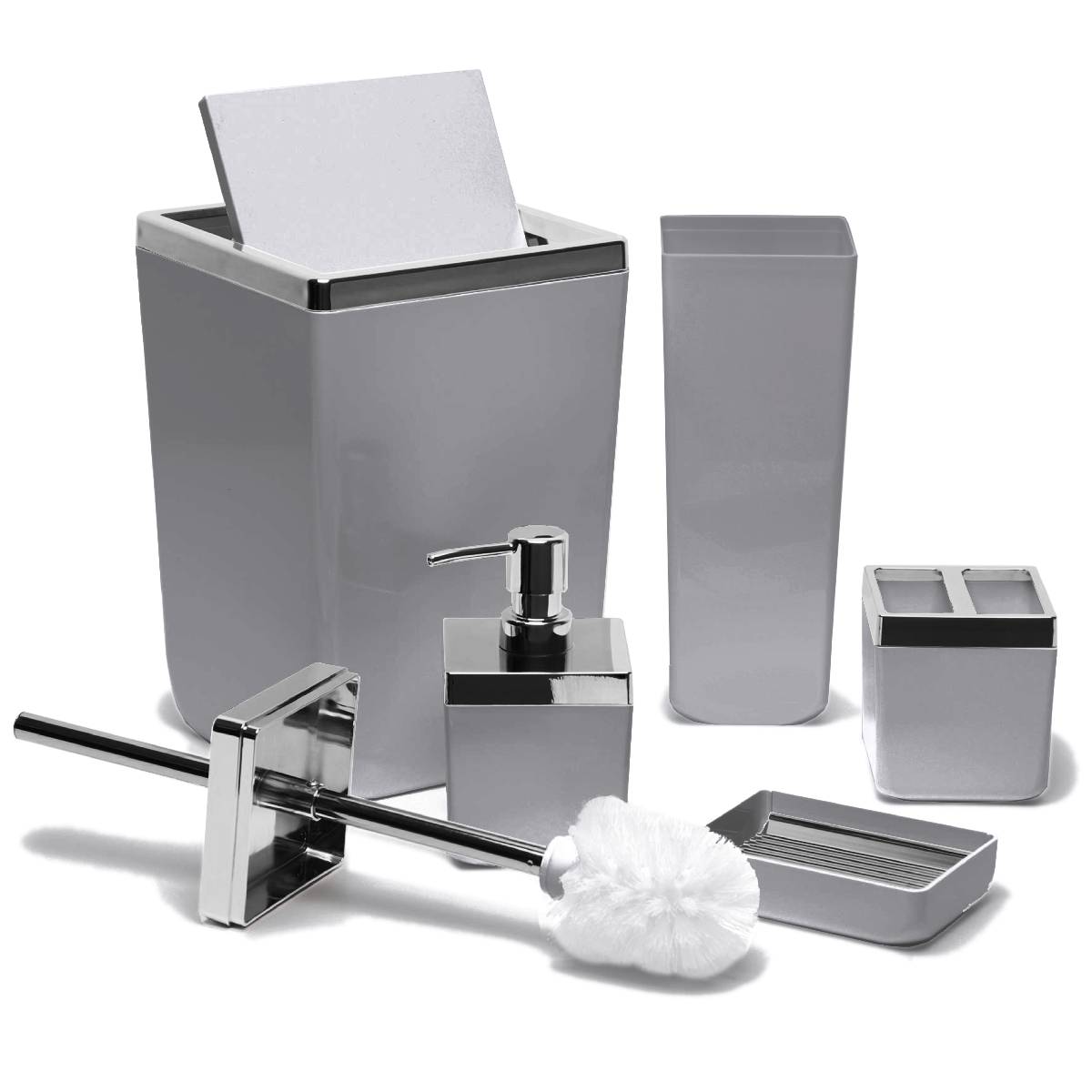 Set Accesorii de Baie, TOSKANA, Gri , 5 piese