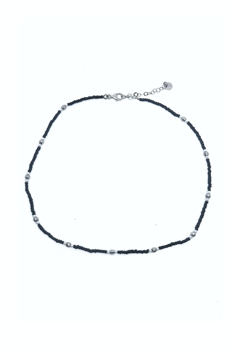 Lant din argint de 925, cu margele negre, 20 cm