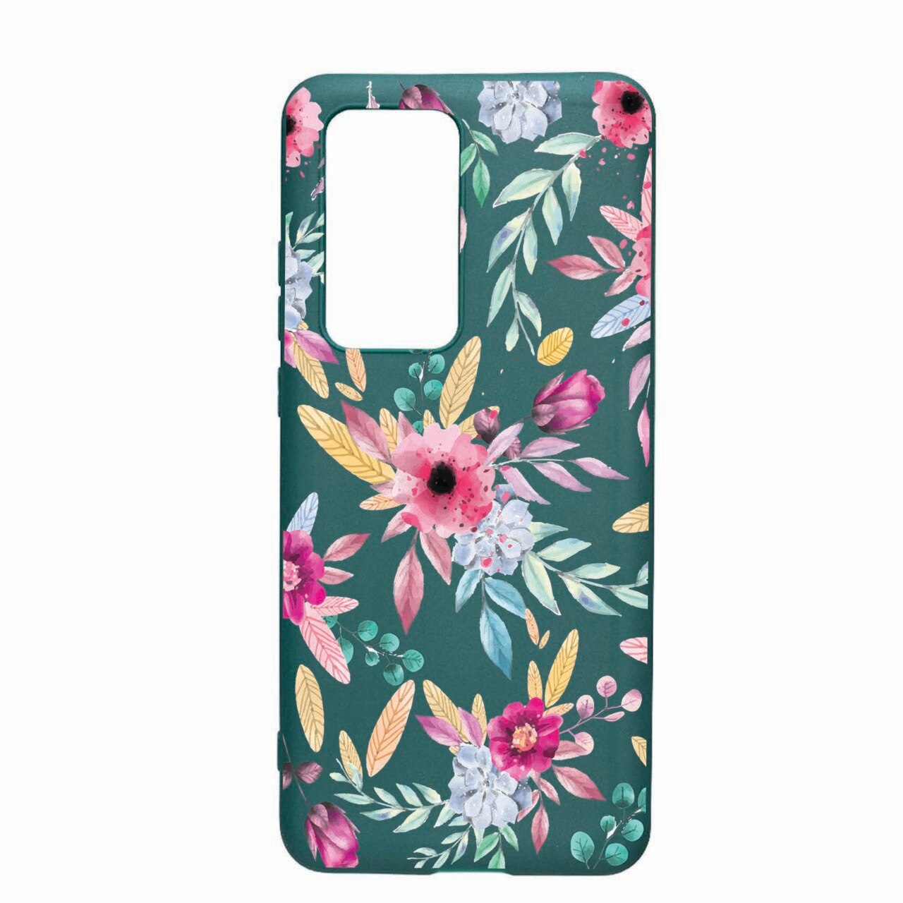 Husa Silicon Compatibila Cu Samsung Galaxy M02s, Happy Flowers, rezistenta la uzura, anti-alunecare, Forest Green, FG69