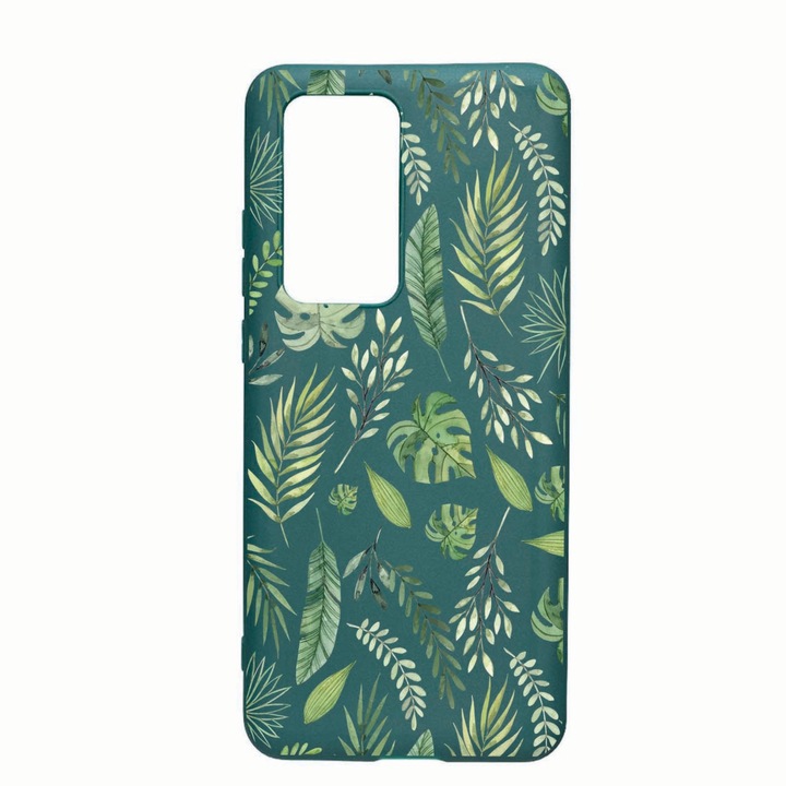 Husa Silicon Compatibila Cu Samsung Galaxy A02s, Feathers, rezistenta la uzura, anti-alunecare, Forest Green, FG77