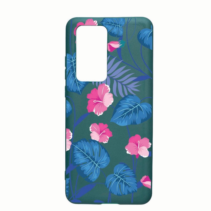 Husa Silicon Compatibila Cu Samsung Galaxy A02s, Tropical, rezistenta la uzura, anti-alunecare, Forest Green, FG112