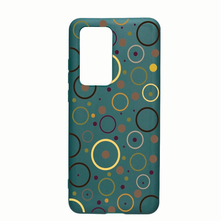 Husa Silicon Compatibila Cu Samsung Galaxy A02s, Circles, rezistenta la uzura, anti-alunecare, Forest Green, FG147