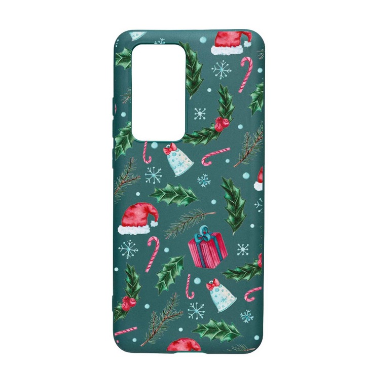 Husa Silicon Xmas, compatibila cu Samsung Galaxy A02s, rezistenta la uzura, anti-alunecare, Forest Green, FG314
