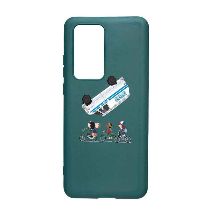 Husa Silicon Stranger Things, compatibila cu Samsung Galaxy A02s, rezistenta la uzura, anti-alunecare, Forest Green, FG370