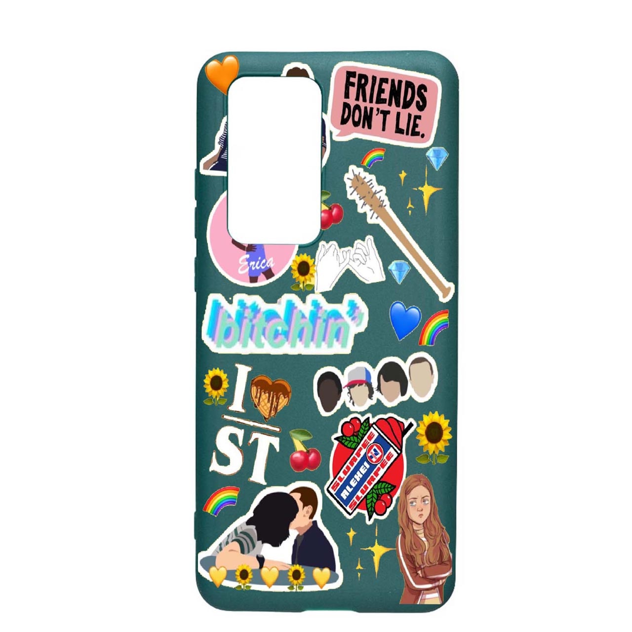 Husa Silicon Stranger Things, compatibila cu Samsung Galaxy M02s, rezistenta la uzura, anti-alunecare, Forest Green, FG376