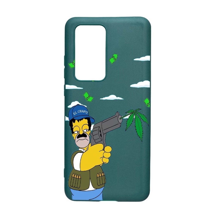 Husa Silicon Narcos Simpson, Movie Compatibila Cu Samsung Galaxy A02s, rezistenta la uzura, anti-alunecare, Forest Green, FG441