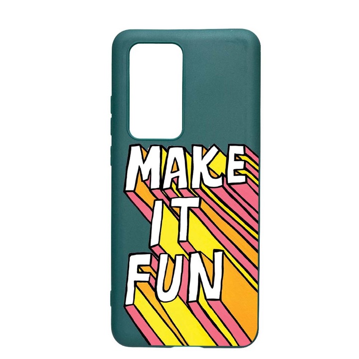 Husa Silicon Make It Fun, compatibila cu Samsung Galaxy A02s, rezistenta la uzura, anti-alunecare, Forest Green, FG494