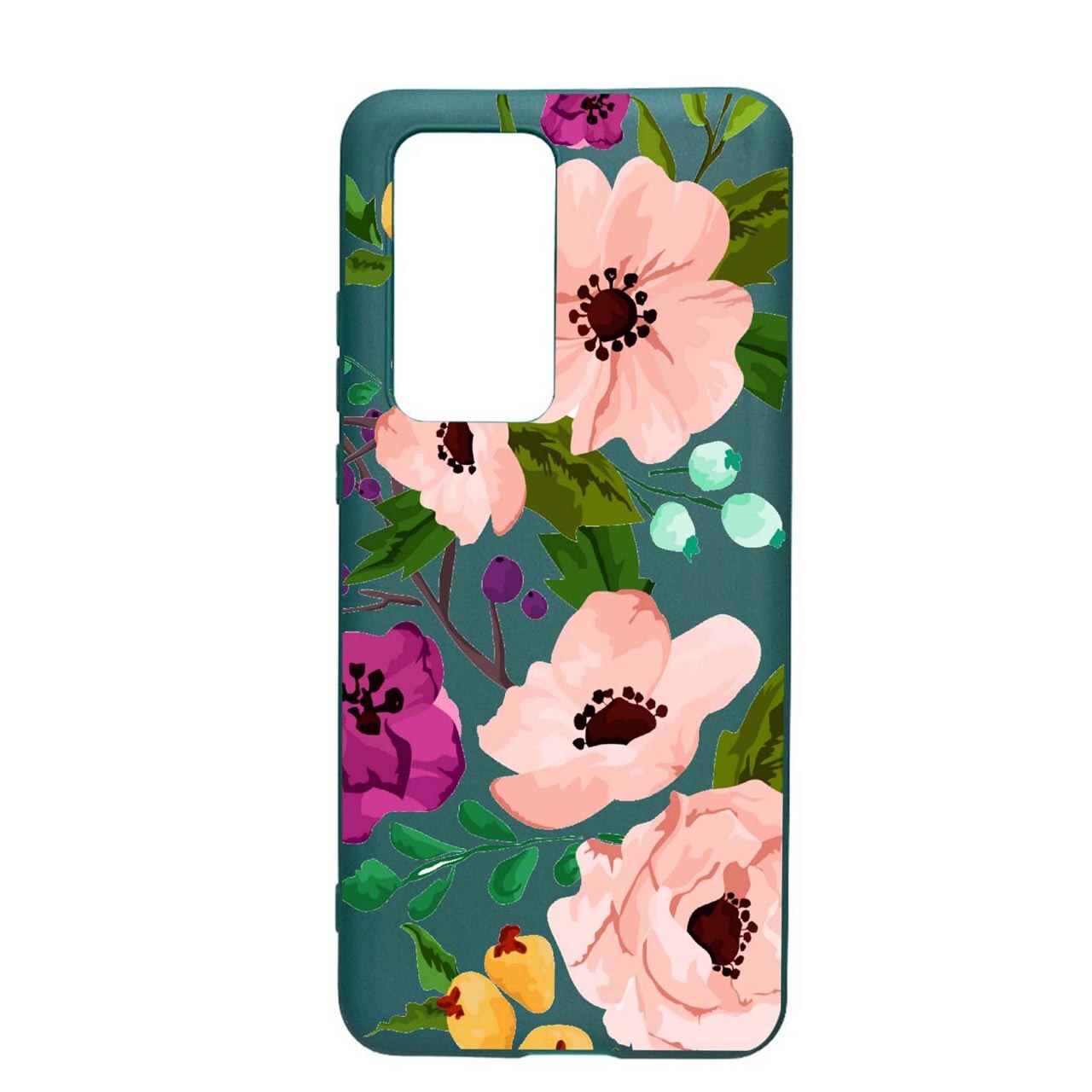 Husa Silicon Flowers - Pastel Colors, Movie, compatibila cu Samsung Galaxy M02s, rezistenta la uzura, anti-alunecare, Forest Green, FG629