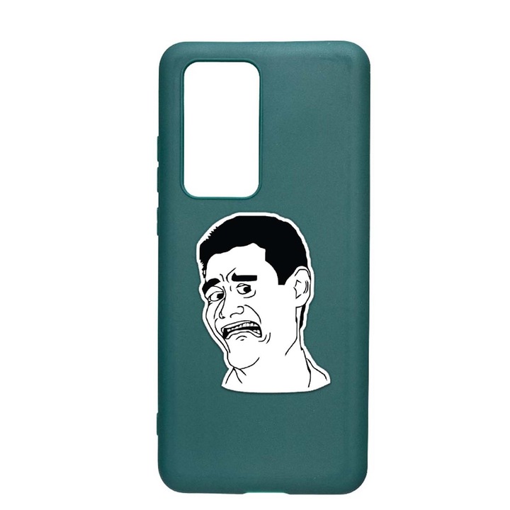 Husa Silicon Meme - Harold, compatibila cu Samsung Galaxy A02s, rezistenta la uzura, anti-alunecare, Forest Green, FG660