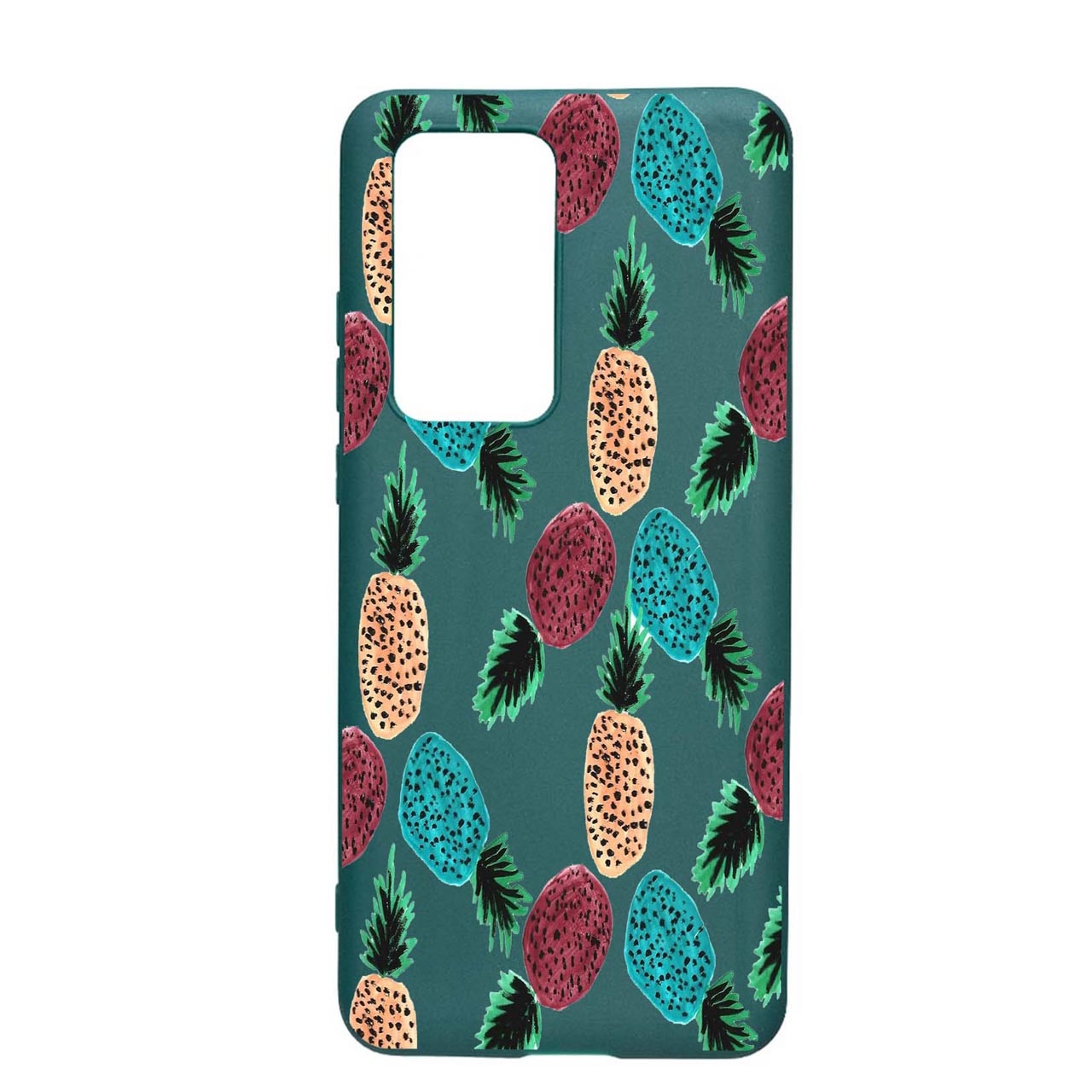 Husa Silicon Ananas, compatibila cu Samsung Galaxy M02s, rezistenta la uzura, anti-alunecare, Forest Green, FG669