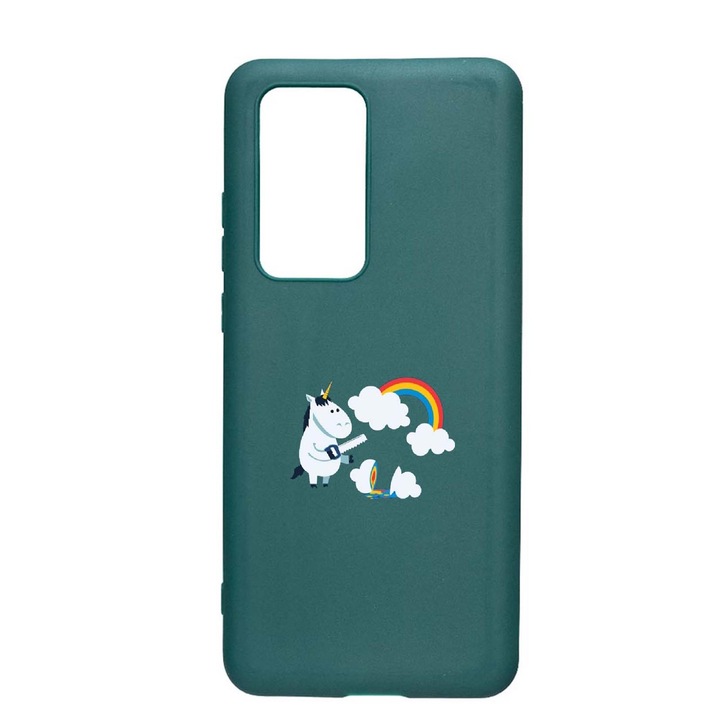 Husa Silicon Unicorn, compatibila cu Samsung Galaxy A02s, rezistenta la uzura, anti-alunecare, Forest Green, FG527