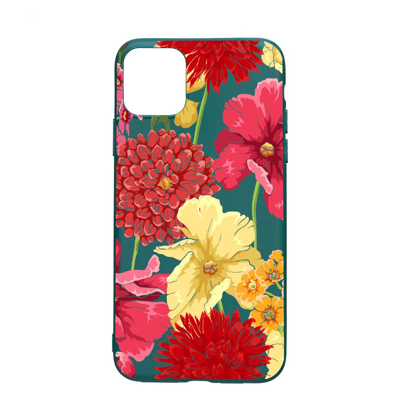 Husa Silicon Flowers Red Yellow, compatibila cu Samsung Galaxy A42 5G / Galaxy A42 4G, rezistenta la uzura, anti-alunecare, Forest Green, FG634