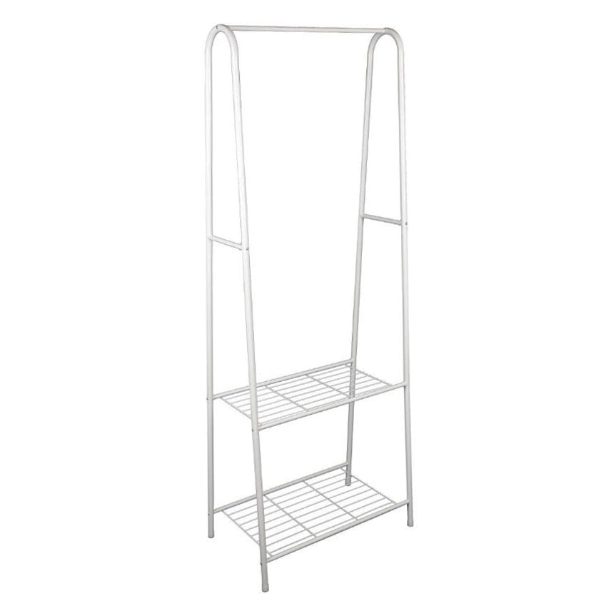 Stand pentru haine cu rafturi, 60x35x160 cm Arly Metal Alb