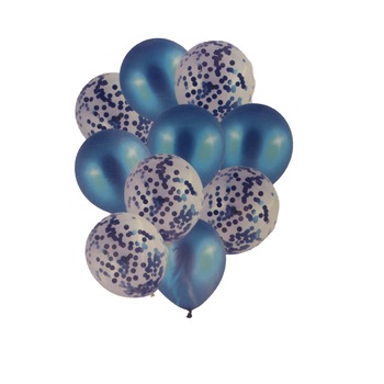 Set 10 baloane cu confetti, culoare albastru, 30 cm Set 10 baloane cu confetti, culoare albastru, 30 cm