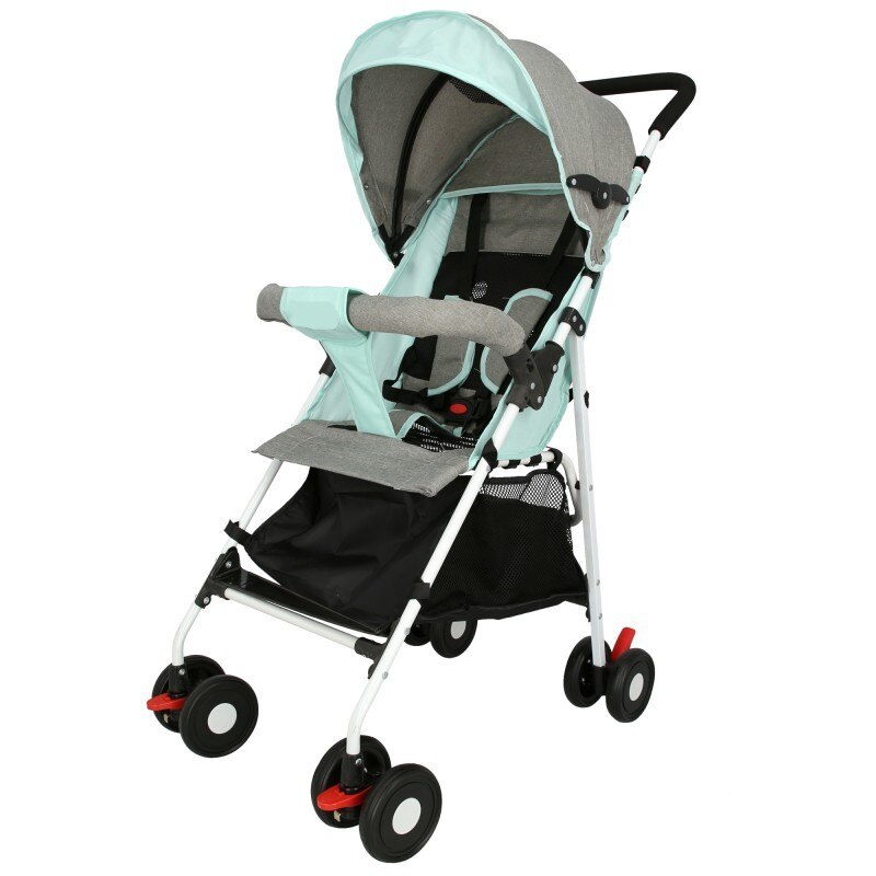 Carucior nou nascuti NOVOKIDS™ NK1011W Series, Cadru aluminiu, Roti duble, Pliabil, Turquoise cu Gri