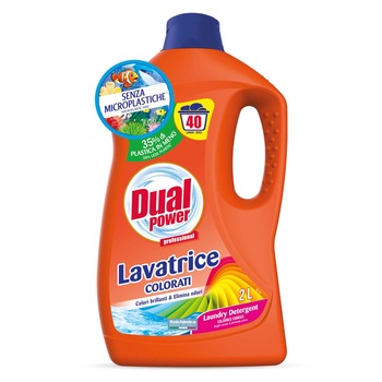 Detergent rufe lichid Dual Power Colorati - 40 spalari 2L haine colorate si albe Detergent rufe lichid Dual Power Colorati - 40 spalari 2L haine colorate si albe