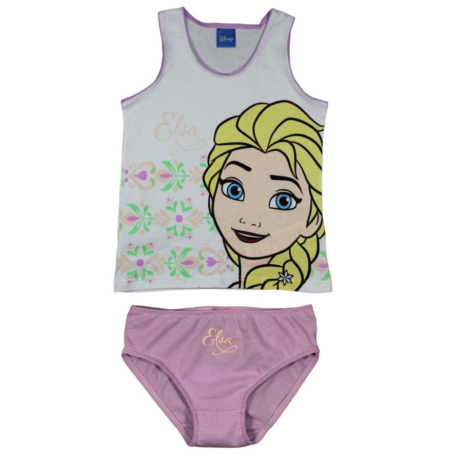 Set 2 piese, Frozen Elsa,maieu+chilot 6745, Alb/Mov