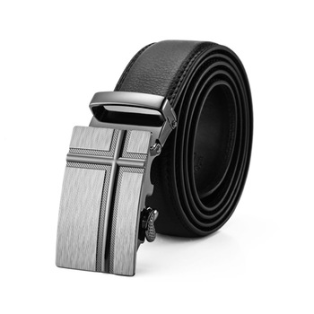 Curea cu catarama automata, Piele naturala,115 cm, Negru/Argintiu Curea cu catarama automata, Piele naturala,115 cm, Negru/Argintiu