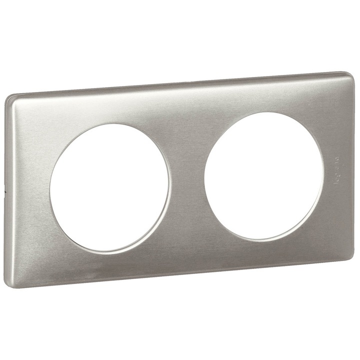 Рамка за гнездо, Legrand, 2x гнездо, алуминий, сив