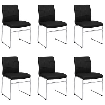 Set de 6 scaune de bucatarie vidaXL, Piele artificiala-metal, 47 x 53 x 86,5 cm, Negru Set de 6 scaune de bucatarie vidaXL, Piele artificiala-metal, 47 x 53 x 86,5 cm, Negru