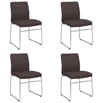 Set de 4 scaune de bucatarie vidaXL, Piele artificiala-metal, 47 x 53 x 86,5 cm, Maro cappuccino Set de 4 scaune de bucatarie vidaXL, Piele artificiala-metal, 47 x 53 x 86,5 cm, Maro cappuccino