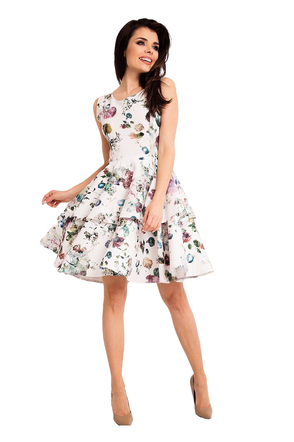 Rochie de zi Infinite You, cu volane si imprimeu floral