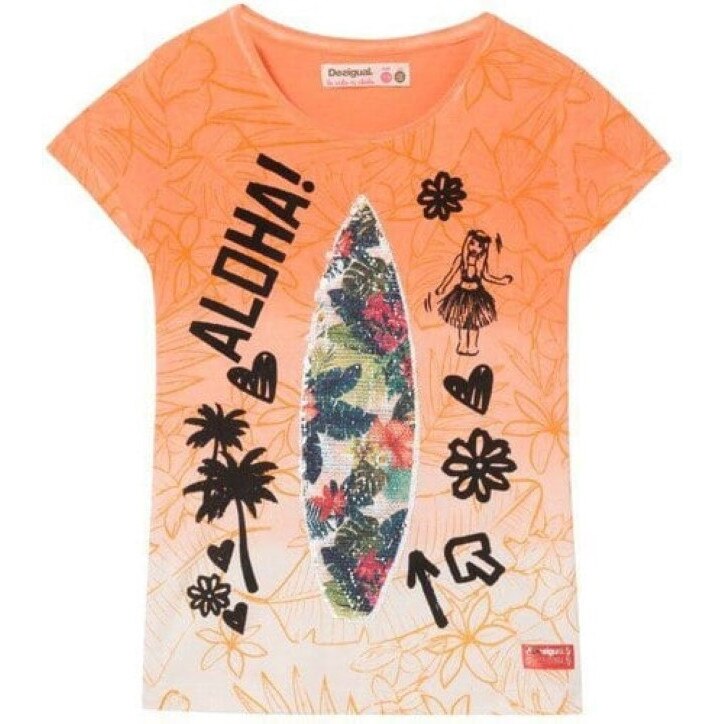 Tricou Desigual 18SGTKB7, Oranj, 140 CM/140 CM