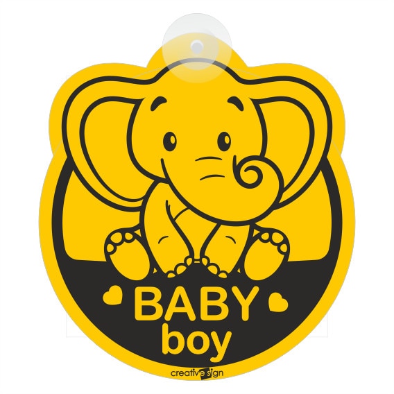 Indicator Baby boy on board, pvc rigid cu ventuza, 19.5x17.5cm